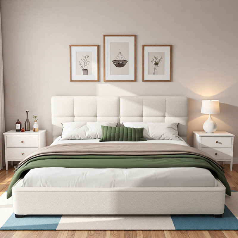 Lit plateforme tapissier Cocoon Boucle