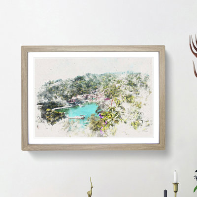 Portofino in Italy Watercolour - Picture Frame Graphic Art Print