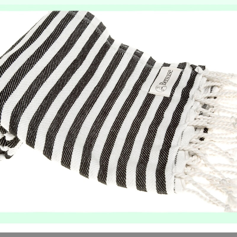 PureCotton Malibu Beach Towel - 100% Turkish Cotton, 37x70 Inches, Black