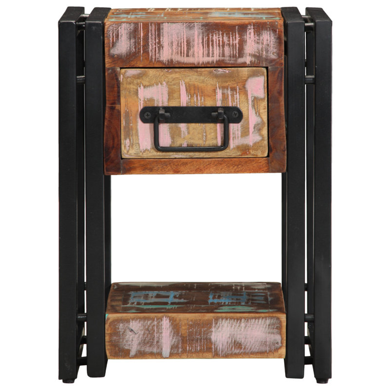 30cm W Solid Wood Bedside Table, 1