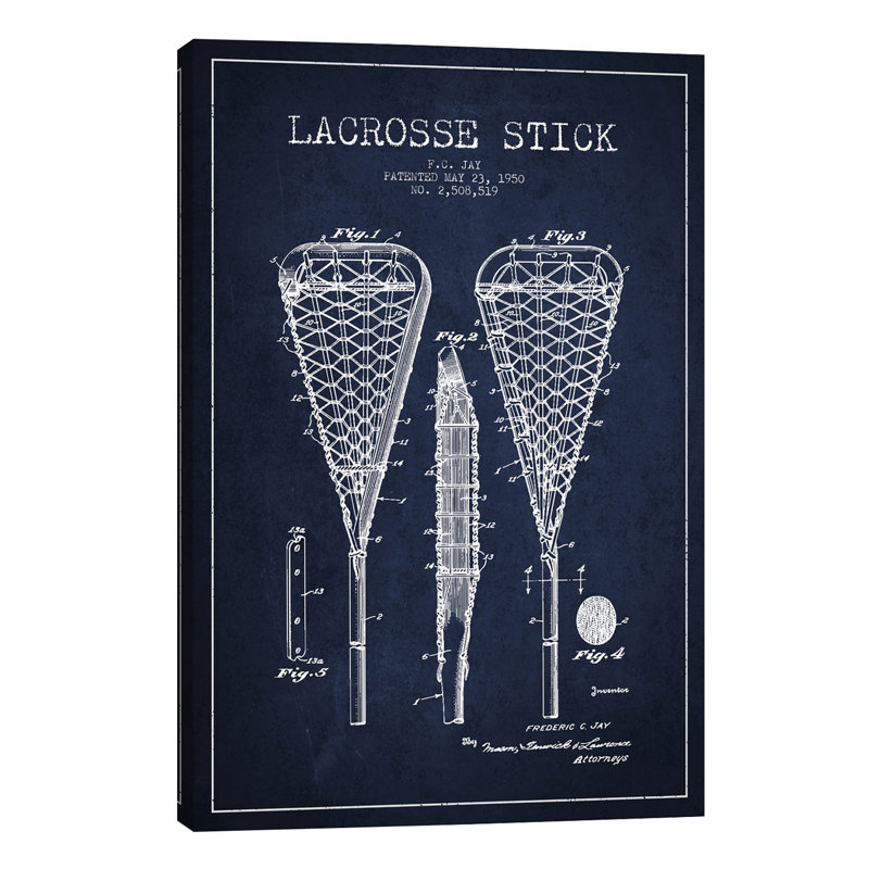 Lacrosse Stick Patent by Aged Pixel - Print on Canvas, Wrapped Canvas, 101.6 cm H x 66.04 cm W x 3.175 cm D