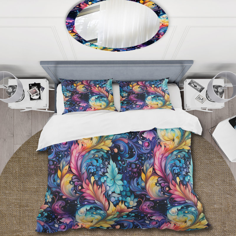 Ensemble de housse de couette à motif cachemire Watercolor Charm, Housse de couette pour grand lit et 2 taies décor