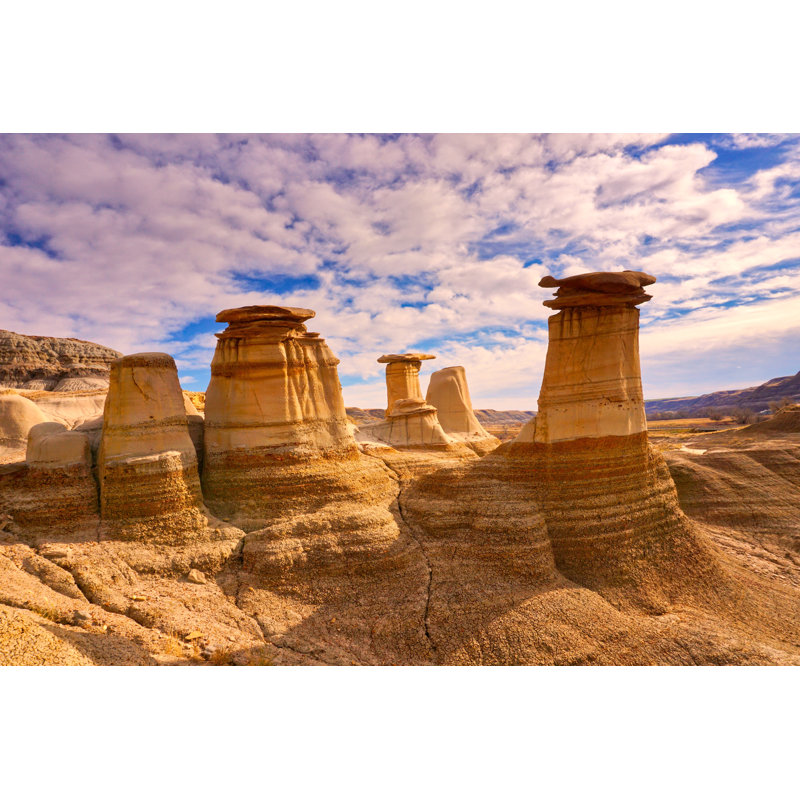 Hoodoos In The Badlands In Alberta - Wrapped Canvas Print, 30cm H x 46cm W x 3.8cm D