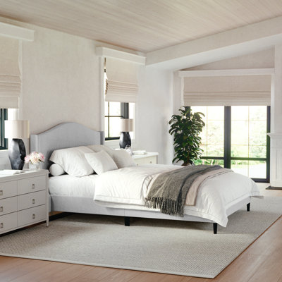 Martha Stewart Amelia Upholstered Platform Bed With Curved Headboard by Martha Stewart