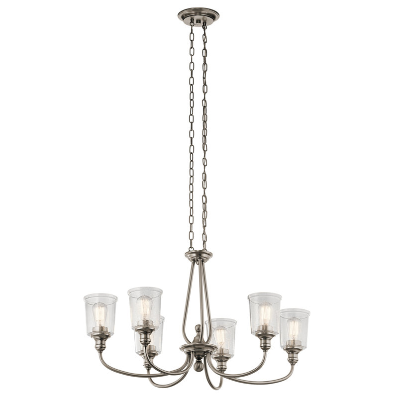Lustre classique / traditionnel à 6 lumières Waverly, Étain classique