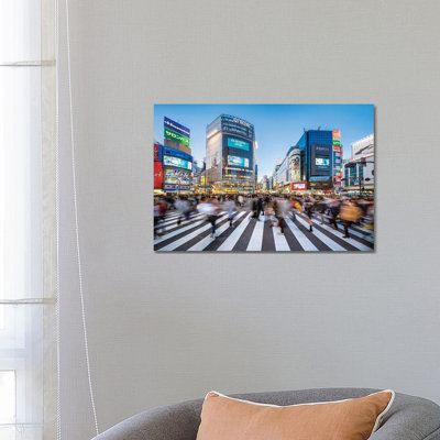 Shibuya Crossing In The Evening, Tokyo, Japan by Jan Becke - Wrapped Canvas Print