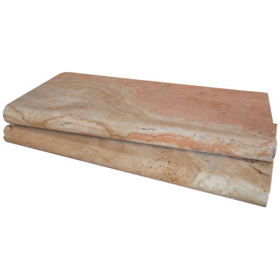 Marzana Aurelia 12 in. x 24 in. x 2 in. Brushed Travertine Pool Coping (2 sq. ft./unit, 1 Piece)