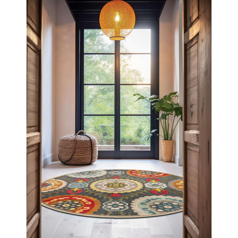 Tapis Bungalow Rose Oualida Caimin, Rond 6 pi 1 po
