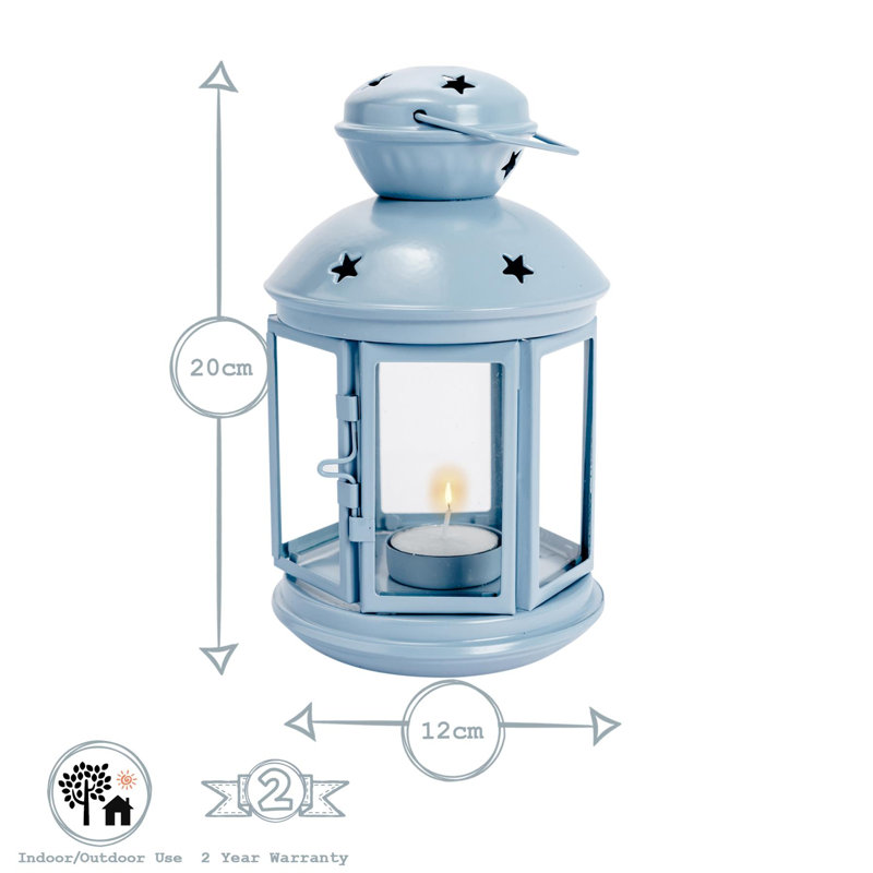 Nicola Spring - Metal Hanging Tealight Lanterns, 20" H x 12" W x 12" D, Blue