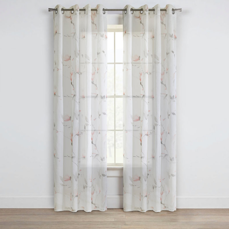 Panneau de rideau simple semi-diaphane avec œillets Antyone, l 50 po x L 84 po, Corail