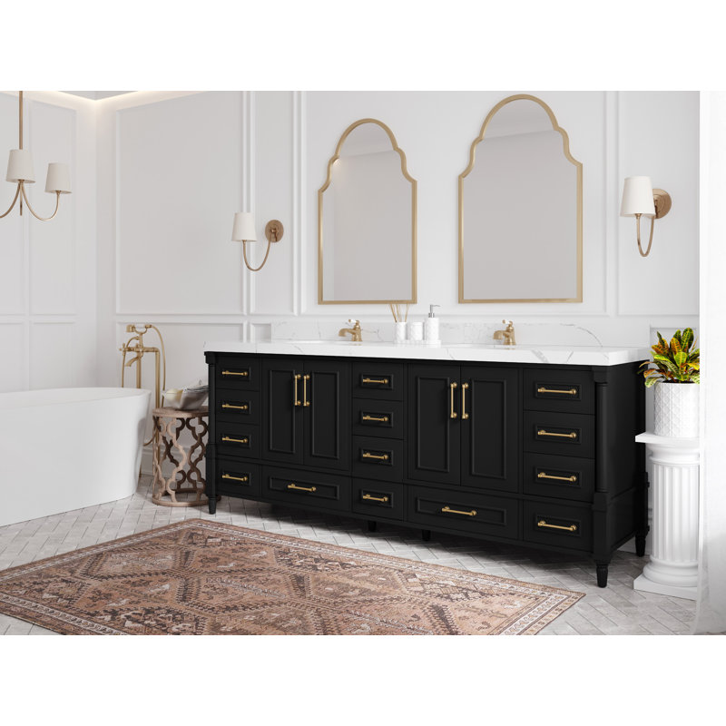 Aberdeen Bathroom Vanity, 3 CM Arctic White Quartz, Carrara Marble