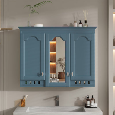 35 inch Wall-Mount All-in-One Mirror Cabinet with Adjustable Shelves, Soft-Closing Hinges, for Bathroom Vanity, Living Room, Bedroom Storage Organizer