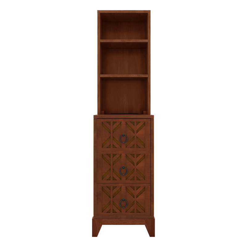Table de bout avec 3 tiroirs, table de coin avec 2 tablettes ouvertes, table d'appoint haute pour chambre à coucher et coin