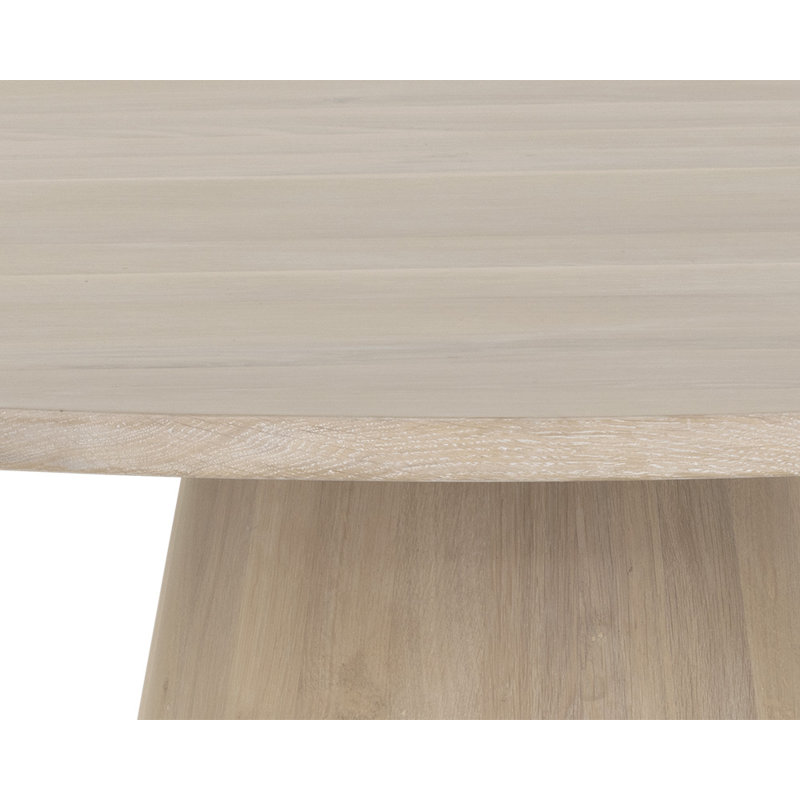 Karnveer Oak Round Solid Wood Dining Table - Brown, Light Oak