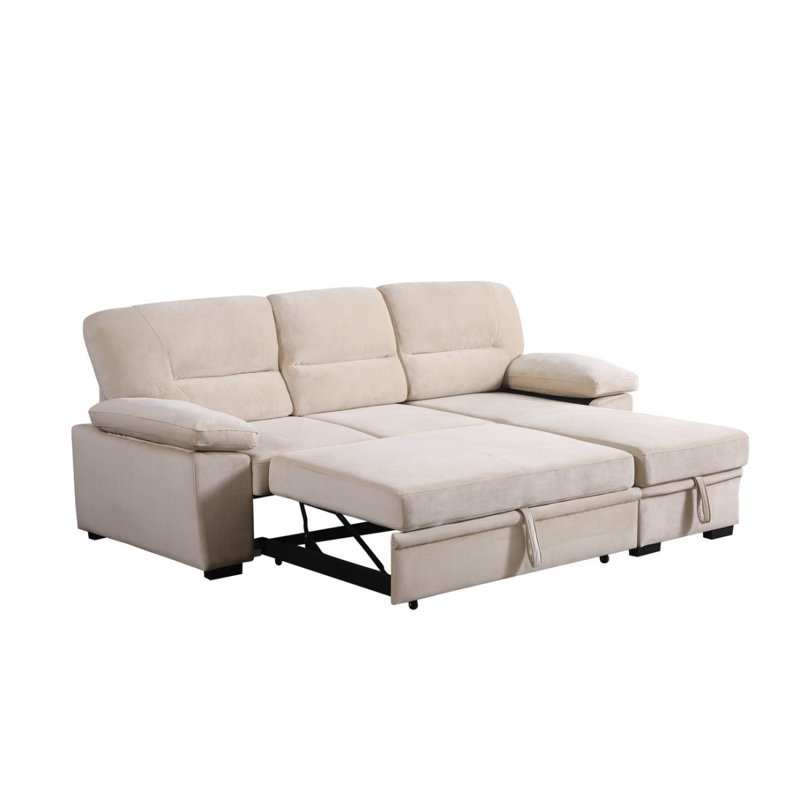 Canapé-lit modulaire réversible en tissu de velours réversible 97,5 po Kipling, Beige