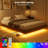 Queen Floating Bed Frame With Led Lights, Fluted Bed Frame Floating-1285772236