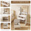 Dressing Table Set with LED Lighting Mirror, 3 Light Colors, Adjustable Brightness,Vanity Table with Hidden Storage Stool