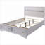 Lit double à panneau de style contemporain, bois d'hévéa massif blanc doux, tiroirs de pied de lit, mobilier élégant pour chambre à coucher résidentielle