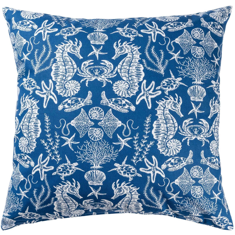 Blue and White Cushion, 58x58cm, Feather filled