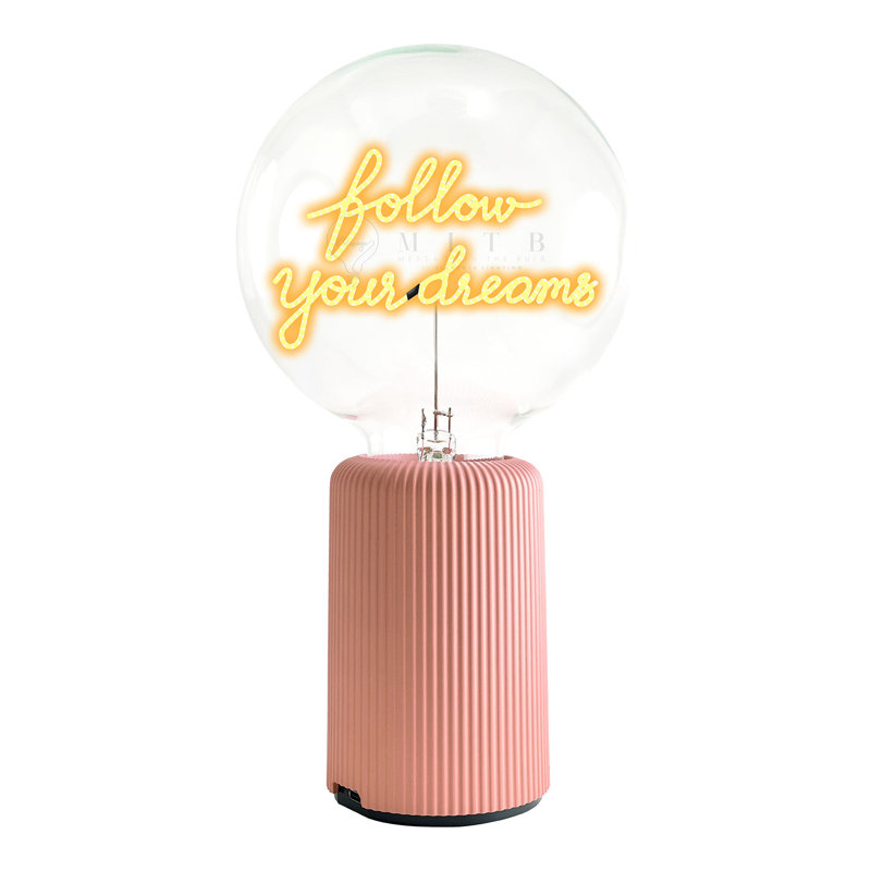 Ampoule SUIVEZ VOS RÊVES Lampe de table ambre avec base PORTABLE Pop Nomad, Rose