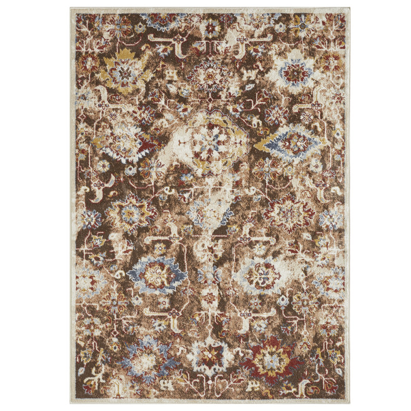 Tapis d'intérieur en polypropylène tissé à la main Raashi, Rectangle 7 pi 10 po x 9 pi 10 po