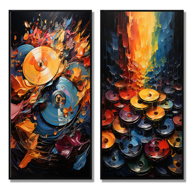 " Colorful Record Vinyl Symphony I " 2 - Pieces