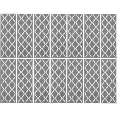 Tapis d'escalier marocain blanc / gris