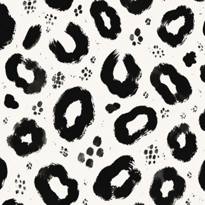 Papier peint adhésif peler et coller léopard monochrome noir et blanc l 17,7 po x H 118 po Papier peint amovible auto-adhésif pour les armoires de chambre de bébé