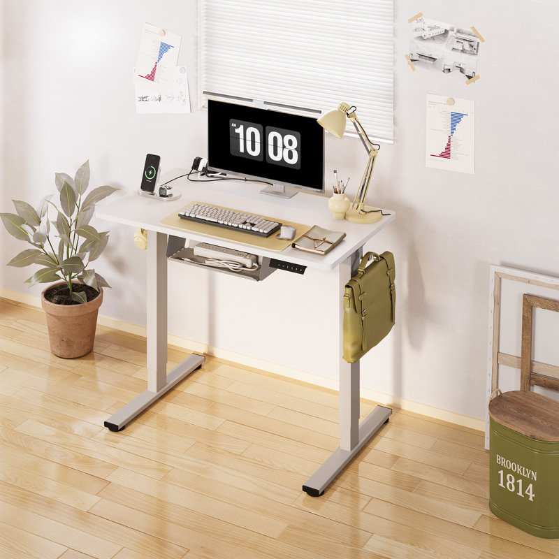 Bureau debout à hauteur ajustable Home Office, Blanc / Gris