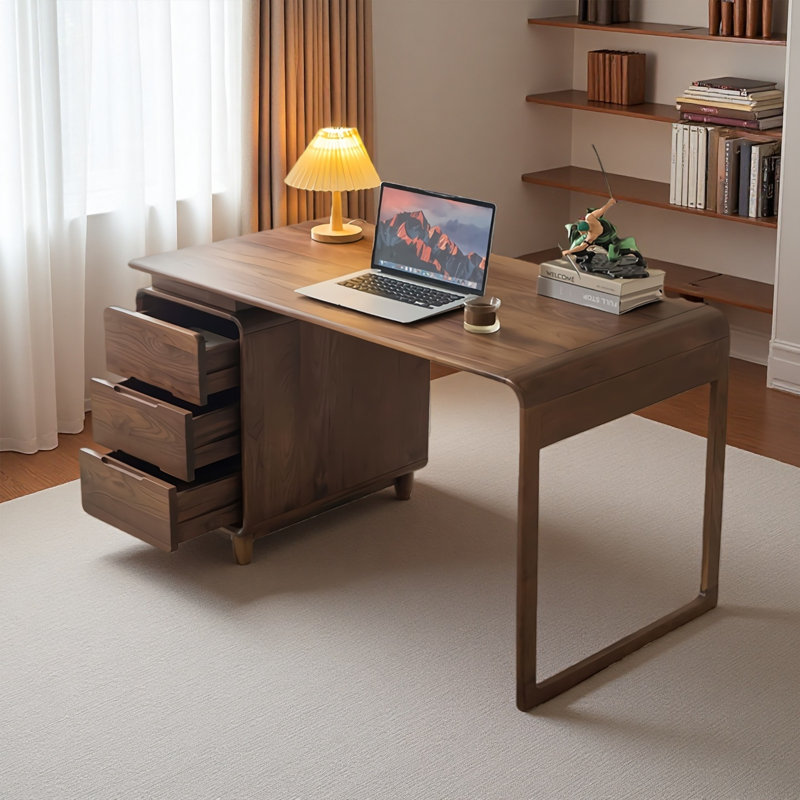 Simple Solid Wood Walnut Rectangle Desk, 29.5" H x 51.2" W x 23.6" D