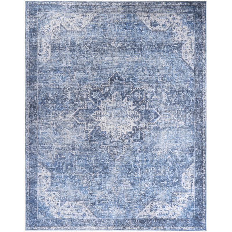 Bungalow Rose Bungalow Rose Washables Blue Vintage Indoor Rug, Rectangle 8' x 10'