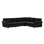 Canapé modulaire en chenille de 118 po en L avec lit escamotable, accoudoirs roulés et garniture cloutée, noir