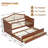 Twin Daybed With Trundle, Twin Size Daybed With 2 Storage Drawers, Wooden Sofa Bed With Upholstered Button Tufted Backrest For Living Room, Bedroom, Guest Room,Walnut-1159169975