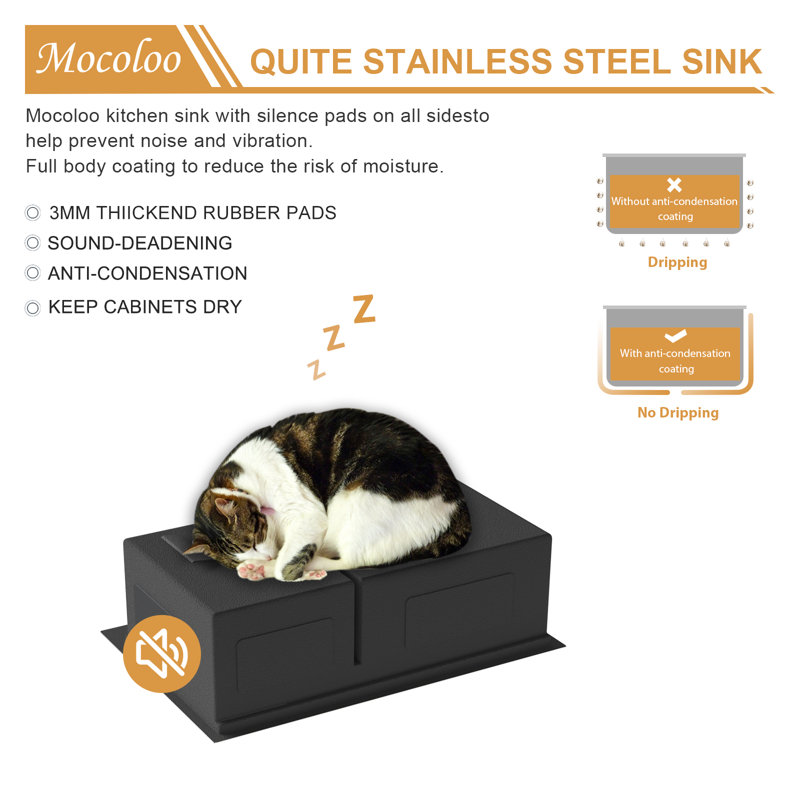 Workstation Kitchen Sink Drop In 16 Gauge Stainless Steel Double Bowl(60/40) Kitchen Sink, 36" H x 22" L x 10" W