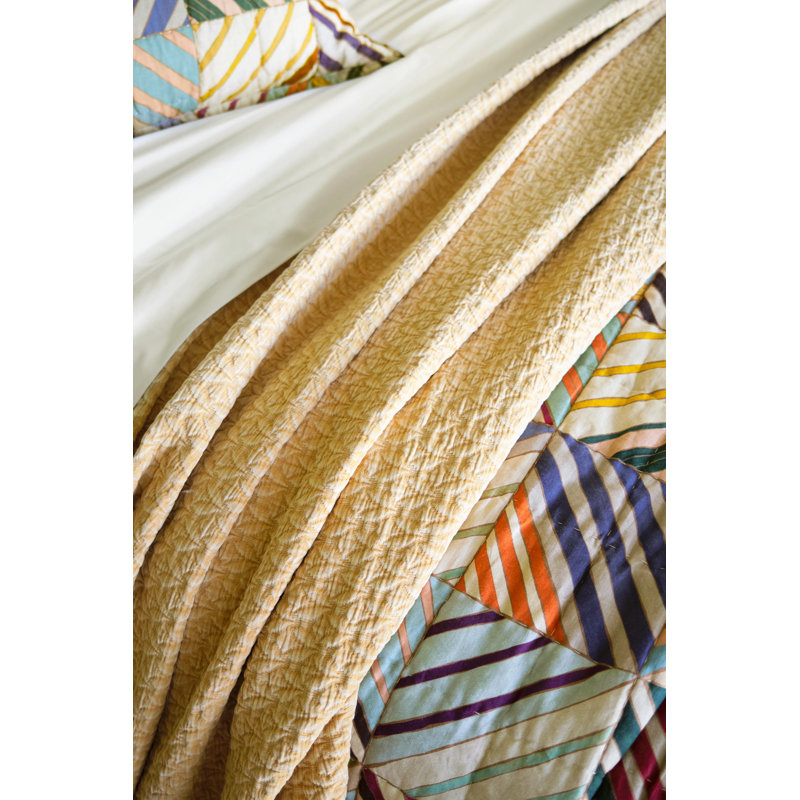 Hawley Indigo Matelasse Coverlet, Full/Queen Coverlet, Ochre