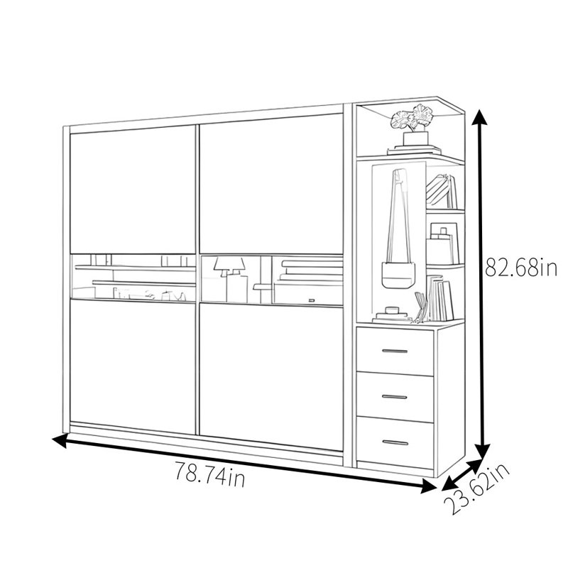 Simple Fashion Wardrobe, 82.68" H x 78.74" W x 23.62" D