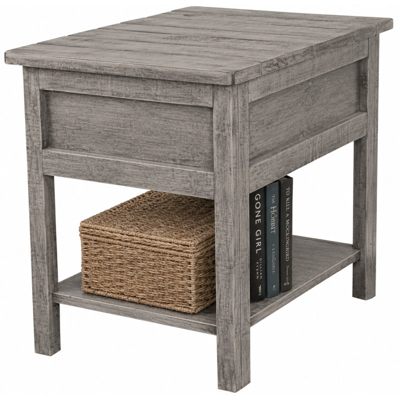 Canales Solid Wood End Table with Storage, Rustic Barnwood