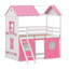Lit simple superposé en bois avec fenêtres, rebords et tente-1334444062