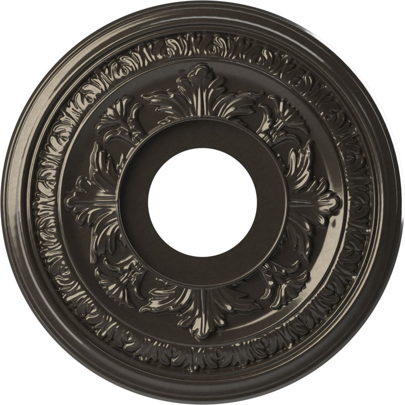 Médaillon de plafond en PVC thermoformé Baltimore, Gris anthracite métallique, H 16 po x l 16 po x P 1 po
