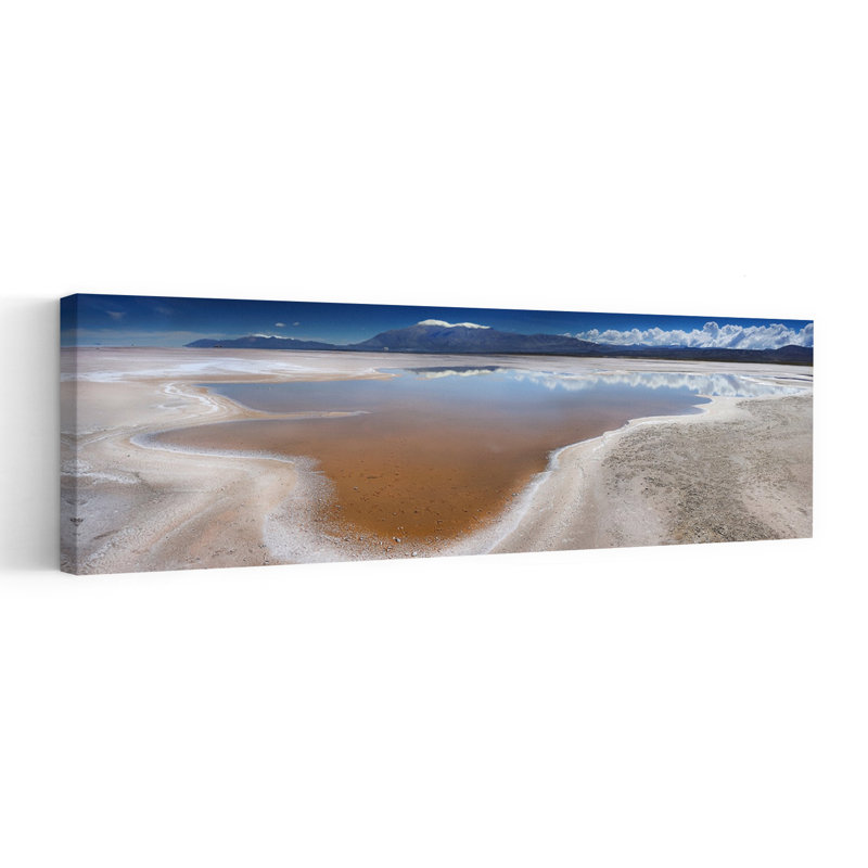 Salt Lake Reflections Peaceful Serene Tranquil Landscape Mountain, art mural, H 12 po x l 36 po
