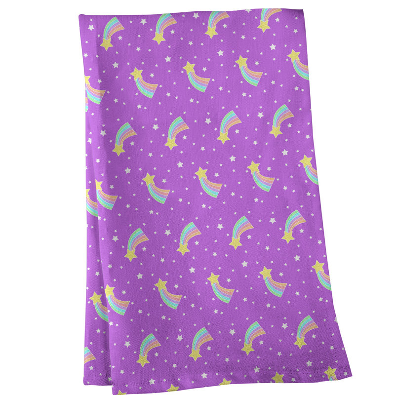 Serviette à thé à motif filant stars, Polyester sergé, Violet