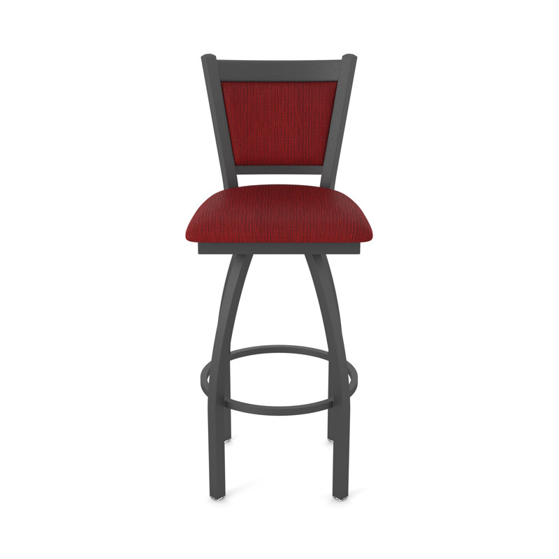 Tabouret pivotant Hadleigh, Étain, Tabouret de bar (siège d'une hauteur de 36 po), Tissu - rubis graphique