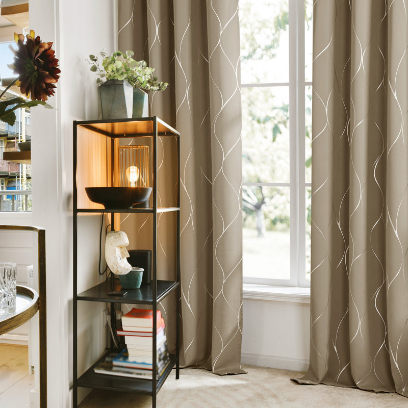 Kellda Thermal Room Darkening Polyester Curtain Panels, 52" W x 45" L, Khaki