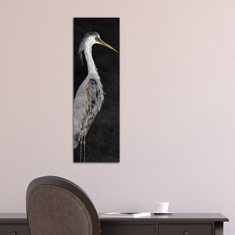Heron On Black II by Julie Derice - Wrapped Canvas Panoramic Print, 30.48 cm H x 91.44 cm W x 1.91 cm D