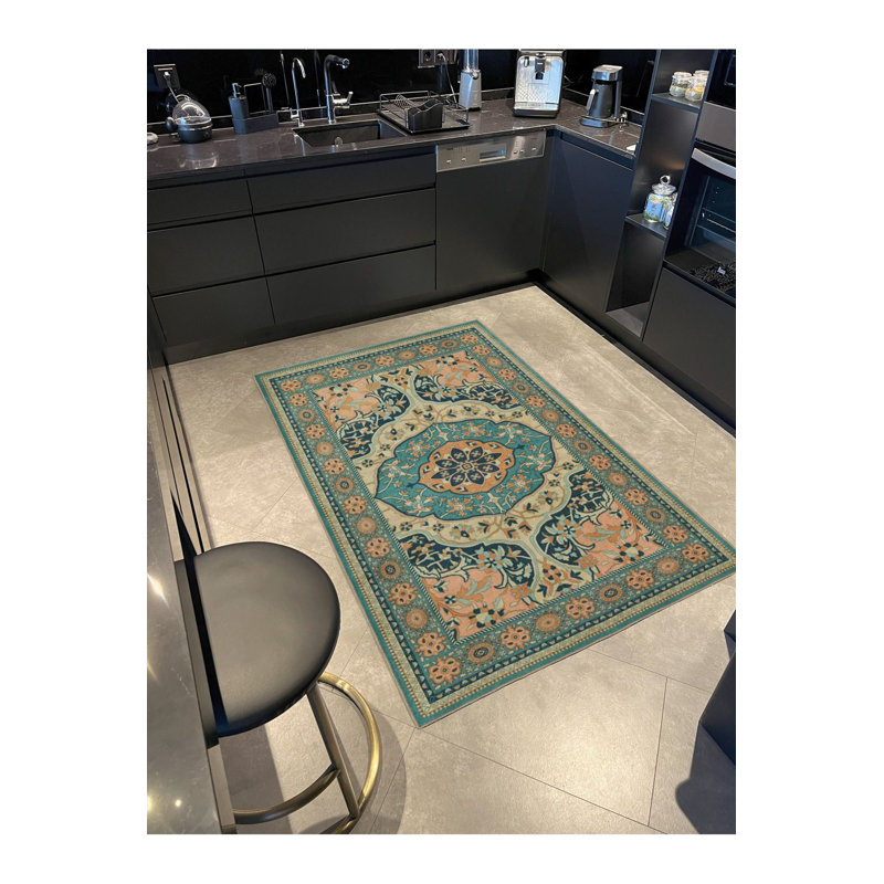Tapis traditionnel lavable noir, Sous-tapis carré 3 pi 3 po inclus