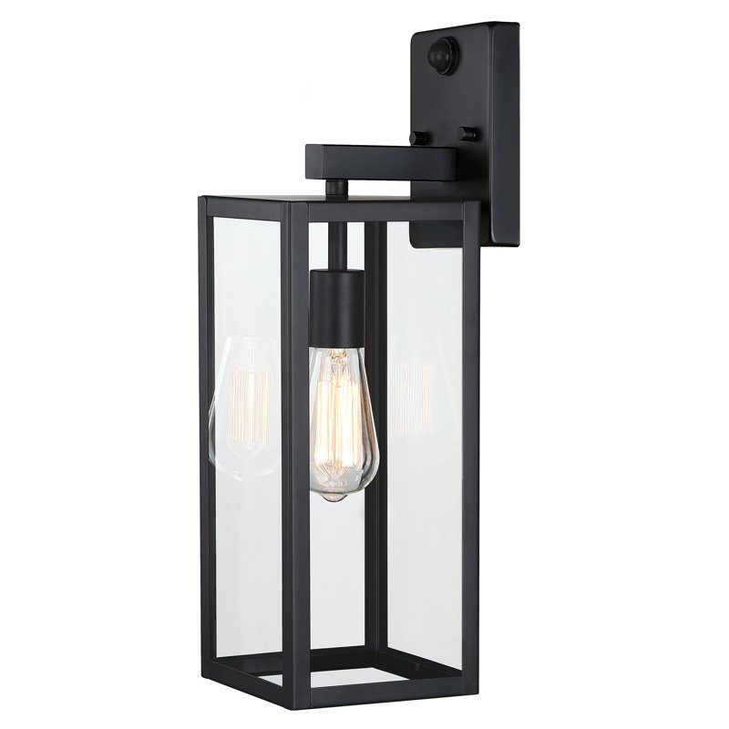 Ulonda wall light with motion sensors, H 18,74 po x l 5,91 po x P 5,91 po, Noir mat, Une lumière