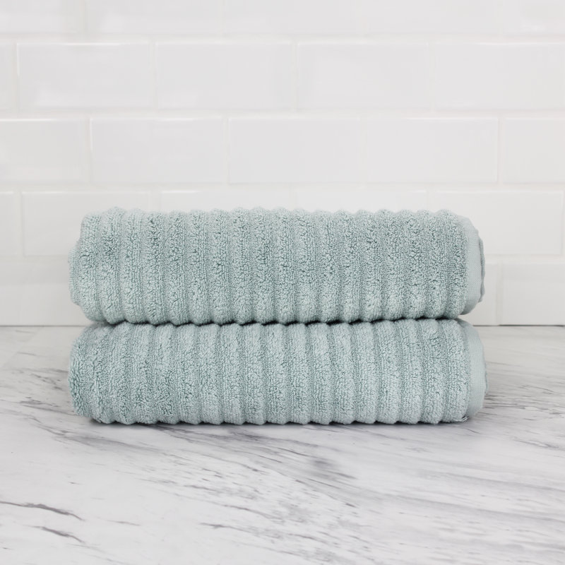 Croslin 100% Cotton Plush Ribbed Bath Towel, Clestia Blue