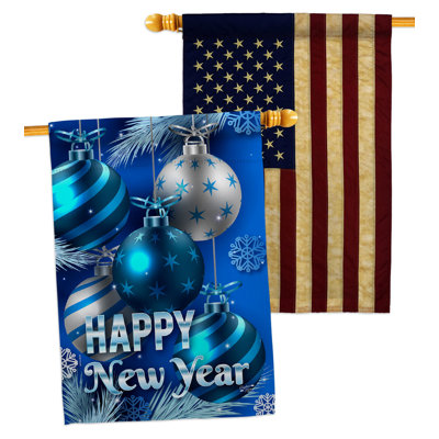 Double Sided 40'' H x 28'' W Polyester New Year's House Flag