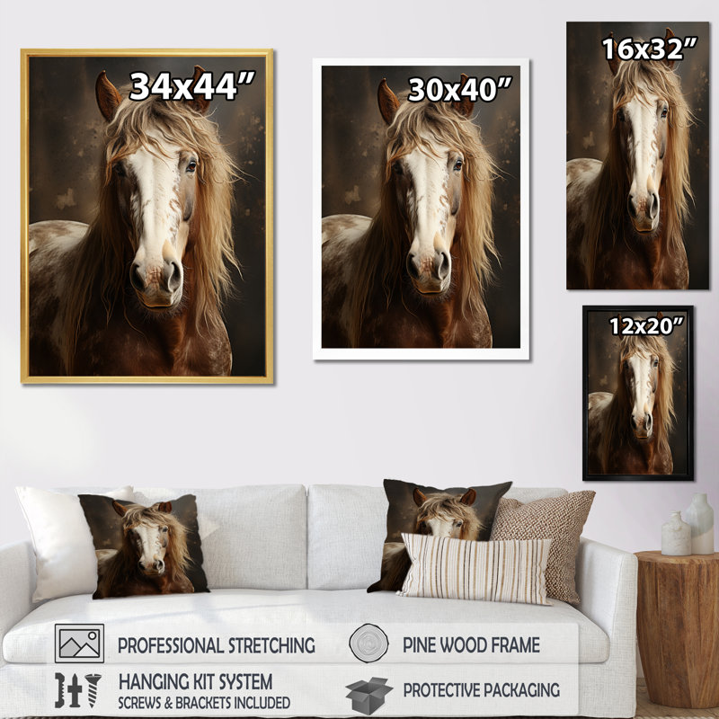 Kededra Brown Horse Harmonious Balance, reproduction d'art sur toile, H 40 po x l 30 po x P 1,5 po, Brown Floater Framed