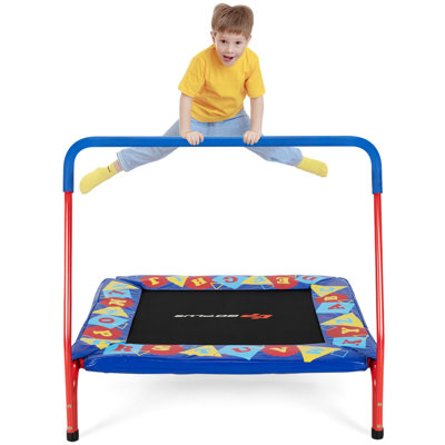 costway 96 in. x 99 in. Rectangle Kid / Toddler Trampoline with Handlebar